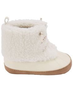 Baby Duck Boot Baby Shoes - Carter's | Carter's Comfortable White Closed Toe Booties, Winter Boots With Soft Sole And Round Toe, Soft Sole Round Toe Winter Boots, Cute Leather Boots For Winter, Cute High-top Booties With Soft Sole, Cream Round Toe Winter Booties, Winter Booties With Soft Sole And Closed Toe, Cute Closed Toe Booties For Fall, Fall Soft Sole Closed Toe Booties