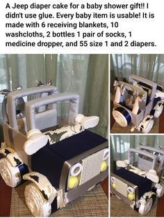 an image of a toy car made out of toilet paper and other things to make it look like a jeep