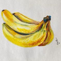 Banana Oil Pastel Drawing, Banana Art Drawing, Bananas Drawing, Oil Pastels Drawings, Banana Sketch, Banana Drawing, Oil Pastels Drawing, Oil Pastel Artwork, Colored Pencil Artwork Ideas