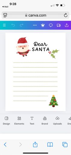 the santa letter app is open and ready to be used on your iphone or ipad