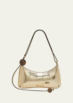 Jacquemus Summer Bag, Jacquemus Shoulder Bag, Golden Bag Outfit, Vintage Bag Aesthetic, Rare Bags, Gold Shoulder Bag, Shoulder Bag Outfit, Cute Handbag, Jacquemus Bag