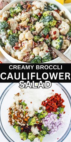 this creamy broccoli cauliflower salad is the perfect side dish for any meal