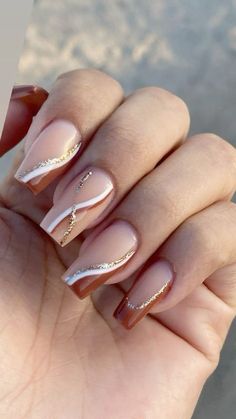 Acrylic Nail Fall Colors, Unghie Sfumate, Fall Gel Nails, Fancy Nails Designs, Simple Gel Nails, Work Nails, Fall Acrylic Nails, Nail Swag, Short Acrylic Nails Designs