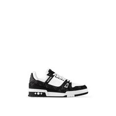 LOUIS VUITTON® - Lv Trainer Sneaker - Black Lv Trainers, Lv Trainer Sneaker, Shoes Louis Vuitton, Lv Sneakers, Louis Vuitton Sneakers, Fashion Shoes Heels, Mens Casual Dress Outfits, Swag Shoes, Basketball Sneakers