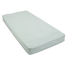 the mattress is white and has no sheets on it