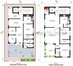 two story house plan with ground and first floor