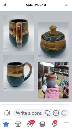 some pictures of pottery on a cell phone