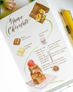 a recipe card with the words mama chocolate on it