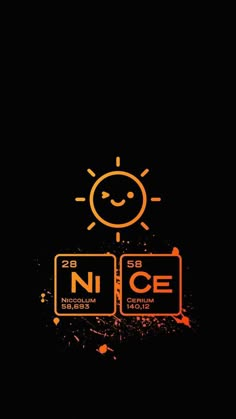 an orange and black poster with the words ni ice on it