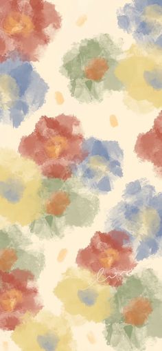 an abstract painting of colorful flowers on a white background