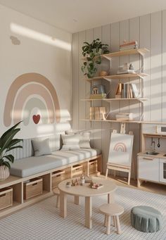 a living room filled with furniture and a potted plant