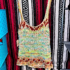 Nwt Never Worn Free People Knitted Colorful Tank Top. Tag Says Xs. Tags| Green, Nature, Park, Outdoors, Earth, Ecosystem, Vegan, Skate, Alternative, Y2k, 90s, 80s, 70s, 2000s, Designer, Hippie, Boho, Bohemian, Nature, Hiking, Outdoors, Crystal, Fairycore, Vintage, Retro, Mod, Travel, 1970s, 60s, Psychedelic, Groovy, Disco, Whimsigothic, Fiona Apple, Twilight, Free People, Lana Del Ray, The Beatles, Granola, Crunchy Casual Yellow Knitted Top, Casual One Size Crochet Top, Casual One-size Crochet Knit Top, Multicolor Knit Beach Tops, Casual Knitted Multicolor Tops, Textured Knit Fitted Vacation Top, One Size Casual Knitted Tops, Casual One Size Knitted Tops, Multicolor Stretch Knit Top