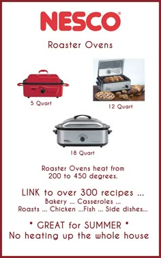 an advertisement for the necco roaster ovens with instructions on how to use it