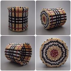 four pictures of different types of beaded objects