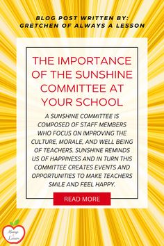 the book cover for the importance of the sunshine at your school