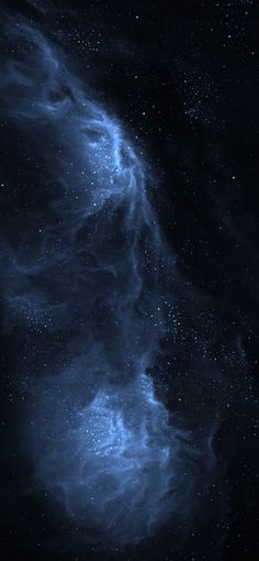 an image of the night sky with stars and clouds in blue tones on black background