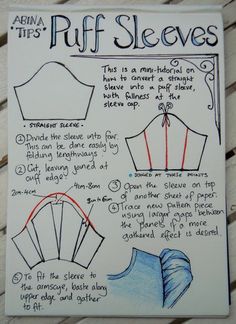 the instructions for how to make puff sleeves