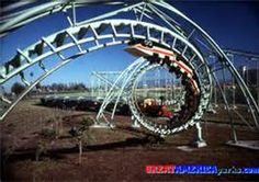 the roller coaster is in an amusement park