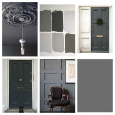 several different colors of paint on the walls and doors in various rooms, including one with a gray door