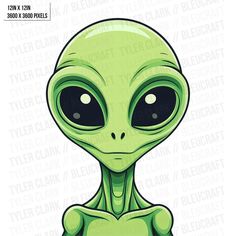 an alien head with big eyes is shown in this digital clip art file, and has been