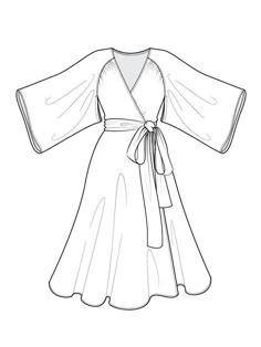 a drawing of a robe with a tie around the waist and long sleeves, on a white background