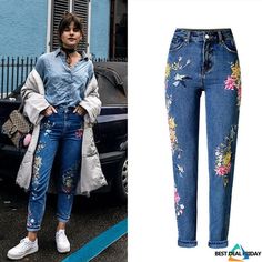 DescriptionMaterial:CottonWaist Type:HIGHLength:Full LengthDecoration:EmbroideryOrigin:CN(Origin)Jeans Style:StraightItem Type:JEANSGender:WOMENStyle:CasualFabric Type:CoatedClosure Type:Zipper FlyFit Type:RegularWash:LightSize:34/36/38/40/42/44 JeansColor:Blue Embroidered JeansSeason:Spring/Summer/Autumn Embroidered Pants Embroidered Mom Jeans, Jeans Female, Ripped Pants, Embroidered Bird, Embroidered Pants, Flowers Embroidery, Casual Bottoms, 3d Embroidery, Boyfriend Jean