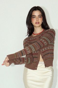 knit cardigan with stretch content & care 50% nylon 50% acrylic hand wash cold, line dry, low iron if needed Outfits 70s, Brown Sweater, Low Iron, Clothing Co, Cardigan Jacket, Fashion Killa, Bottoms Pants, Denim Dress, Knit Cardigan