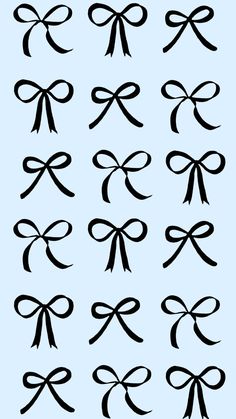 the different types of bows are drawn in black ink on a blue background, and each has