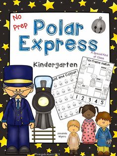 a poster with the words polar express on it and two children standing next to each other