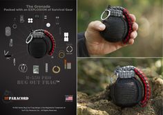 The M-550 Pro Paracord Bugout Frag™ is a survival grenade designed to contain everything you might need should you happen to find yourself spending some unplanned time in the wilderness. Each Bugout Frag™ is made in the USA from 45 feet of 550 paracord, and internally each M-550 Pro Bugout Frag™ contains an LED flashlight,... Paracord Survival Bracelet Diy, Nalgene Paracord, Paracord Knife Lanyard, Survival Keychain Paracord, Paracord Survival, Bug Out Bag