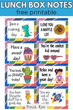 lunch box notes for kids to print out