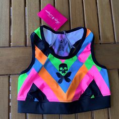 Betty Designs Xs Sports Bra Brand New With Tags Attached! Super Colorful And Comfy! Pink Tops For Light Sports In Summer, Multicolor Racerback Activewear For Sports, Multicolor Racerback Athleisure Activewear, Multicolor Sports Bra For Summer, Multicolor Racerback Activewear Athleisure, Sporty Multicolor Racerback Activewear, Multicolor Stretch Sports Bra For Training, Multicolor Athleisure Sports Bra For Summer, Stretch Multicolor Sports Bra For Training