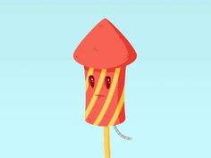 a cartoon character holding onto a candy lollipop