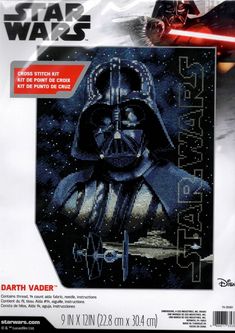 star wars darth vader cross stitch pattern kit with instructions on the front and back