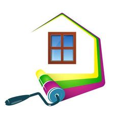 a paint roller with a house painted on the side and a window in the middle