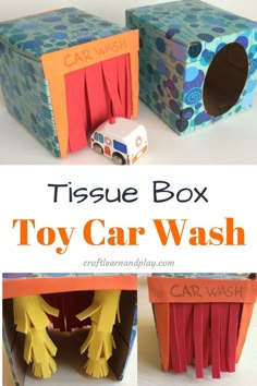 tissue box toy car wash with instructions