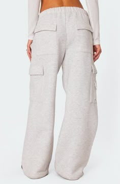 Find EDIKTED Wide Leg Cotton Cargo Sweatpants on Editorialist. Lounge or go out in comfy fleece sweatpants made with cargo pockets and full-length wide legs for trend-right updates. Elastic waist Side-seam pockets; back patch pockets; cargo flap-patch pockets 100% cotton Machine wash, dry flat Imported Gray Sweats Outfit, Cargo Sweats, Sweatpants Wide Leg, Oversized Sweatpants, Sweats Outfit, Cute Sweatpants, Cargo Sweatpants, Grey Sweats, Cute Preppy Outfits