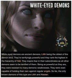 an ad for white - eyed demons with a woman's face in the background