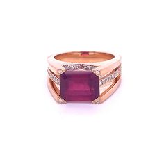 Vintage Ring 3.80 Ct Emerald Shape Natural Ruby , Solid 18k Rose Gold , Vintage Ring , Hand Made , Free Ring Resizing ~~ S e t t i n g ~~ Solid 18k Rose Gold 12.20 grams Ring Size 6.5,6.75,7,7.25,7.5;7 US ~~ Stones ~~ Main Stone: Emerald Shape Natural Ruby In Weight Of 3.80 Ct (Approx.) Color - Red Side Stones: Round Shape Natural Diamond In Weight Of 0.42 Ct (Approx.) Clarity - Vs1 Color - F Feel free to contact us for inquiries and consultation and special requests. The item will be shipped in Formal Rose Gold Ruby Ring With Round Cut, Gold Vintage Ring, Estate Ring, Estate Rings, Ring Hand, Ruby Ring, Natural Ruby, Vintage Ring, Gift For Girlfriend