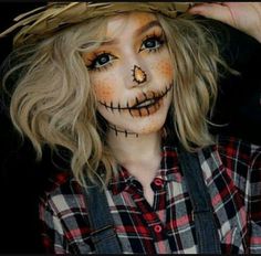 Makeup Zombie, Scarecrow Makeup, 90s Halloween Costumes, Halloween Make-up Looks, Halloweenský Makeup, Cute Halloween Makeup, Halloween Makeup Diy, Cool Halloween Makeup, Amazing Halloween Makeup