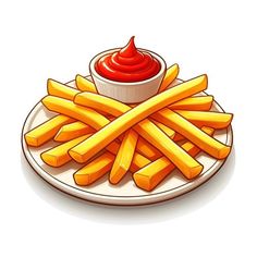 french fries with ketchup on a plate