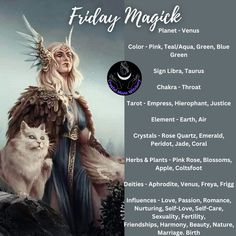 Friday Magick Friday Magick Spells, Friday Correspondences, Friday Spells, Weekday Magick, Friday Magick, Weekly Rituals, Friday Magic, Daily Magic, Powerful Witch