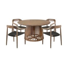 a round table with four chairs around it