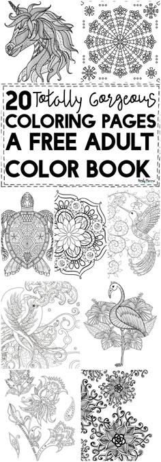 an adult coloring book with the title 20 totally gorgeous coloring pages a free adult color book