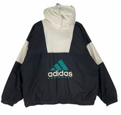 PLEASE ASK ANY QUESTION BEFORE BUYING THIS IS USED CLOTHING PLEASE DONT EXPECTED IT TO BE LIKE NEW OR IN PRISTINE CONDITION ADIDAS EQT EQUIPMENT Hoodie Windbreaker Zipper Jacket tag Adidas equipment material polyester 100% saiz on tag XL (XLarge) Mesasures About ( Approximately) -Armpit to Ampit : 28 inch -Length (back collar down) : 28 inch Condition : used good condition 8/10 ** No Tears No Stains And No Hole** 🎈PLEASE READ THE DESCRIPTION AND POLICY BEFORE BUYING 🎈ACCEPT PAYMENT: PAYPAL ONL Vintage Sports Outerwear With Drawstring Hood, 90s Hooded Windbreaker For Winter Sports, 90s Style Hooded Windbreaker For Winter Sports, Vintage Hooded Track Jacket, White Half-zip Windbreaker For Streetwear, Sweater Streetwear, Adidas Eqt, Zipper Jacket, Used Clothing