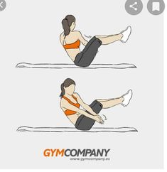 a woman doing an exercise with the gym company logo on her chest and bottom half