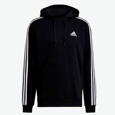 Brand New With Tags Men's Adidas Essentials Athletic Fleece Hoodie 3xl, Black Adidas Cotton Hoodie With Three Stripes Branding, Adidas Cotton Hoodie With Three Stripes, Black Hooded Sweatshirt With Three Stripes, Adidas Camo, Clothes Hacks, Adidas Hoodie Mens, Athletic Hoodie, Football Jackets, Black Hoodie Men