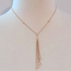 Worn Once, In Mint Condition. 925 Gold Plated Silver. Delicate Beautiful Necklace Dotted With Crystals And Fun Tassel. Lobster Claw Closure With Extra Hoops For Extension. Made In Usa. Crystal Tassel Necklace, Gold Plated Silver, Mint Condition, Tassel Necklace, Womens Jewelry Necklace, Beautiful Necklaces, Tassels, 925 Silver, Gold Plate