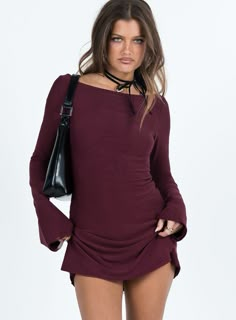 Lukea Long Sleeve Mini Dress Mauve Dress Low Back, Mauve Dress, Going Out Outfits, Dream Board, Casual Tank Tops, Long Sleeve Mini, Floral Dress Black, Long Sleeve Mini Dress, White Mini Dress