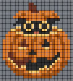 Pony Bead Animals, Pumpkin Cross Stitch Patterns, Pixel Grid, Bead Animals, Pumpkin Cross Stitch, Hama Beads Design, Pixel Drawing